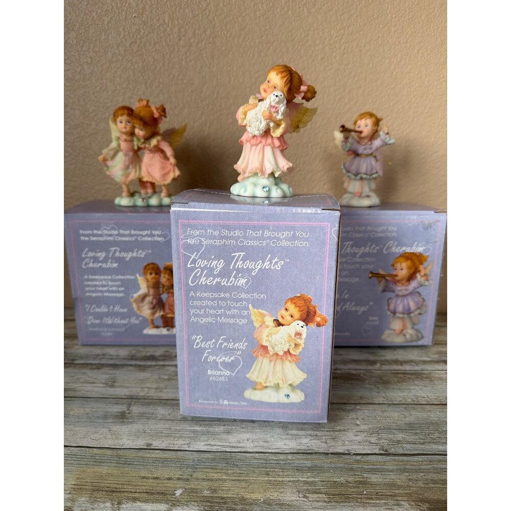 Roman Inc “Loving Thoughts Cherubim” Figurine 3-Pc Lot Emily Best Friends w/Box - Picture 2 of 16